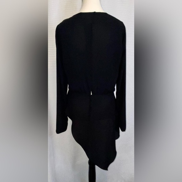 Women’s BCBG asymmetric‎ chic black semi sheer long sleeved blouse size small - Picture 12 of 13